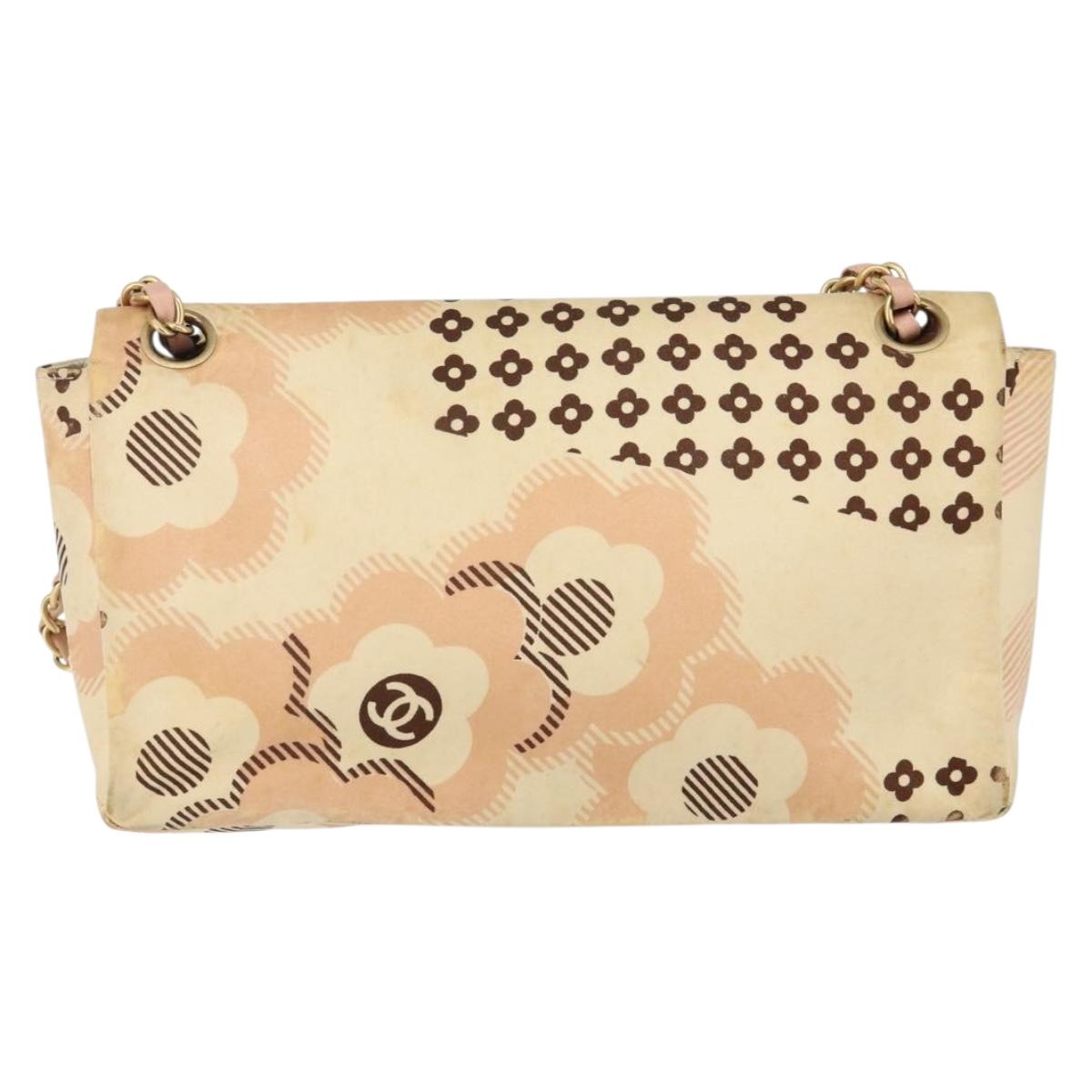 CHANEL Camelia Chain Shoulder Bag Satin Pink Gold CC Auth 141221