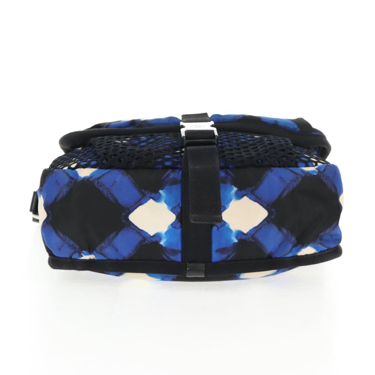 CHANEL Shoulder Bag Nylon Blue Black Silver CC Auth 141222A