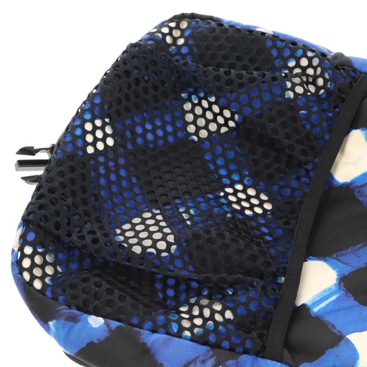 CHANEL Shoulder Bag Nylon Blue Black Silver CC Auth 141222A