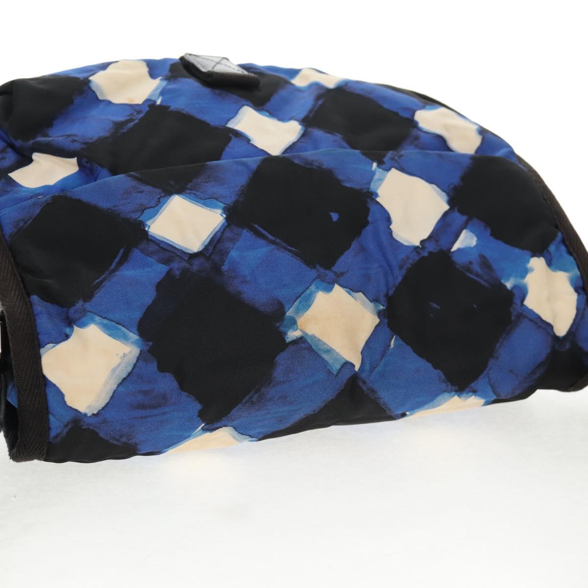 CHANEL Shoulder Bag Nylon Blue Black Silver CC Auth 141222A