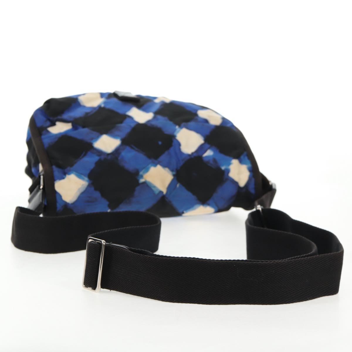 CHANEL Shoulder Bag Nylon Blue Black Silver CC Auth 141222A