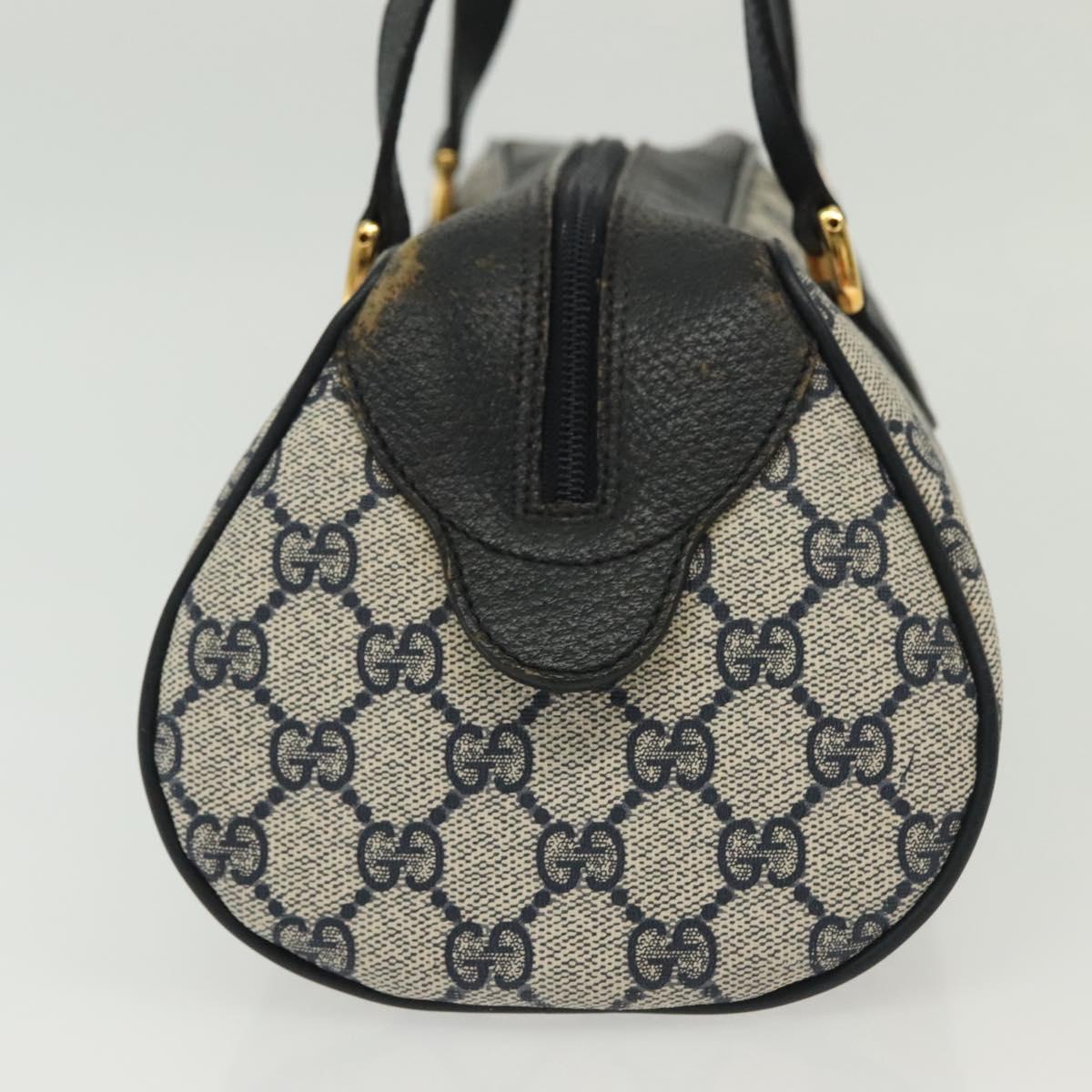 GUCCI GG Supreme Hand Bag PVC Navy Gold 89 02 062 Auth 141248