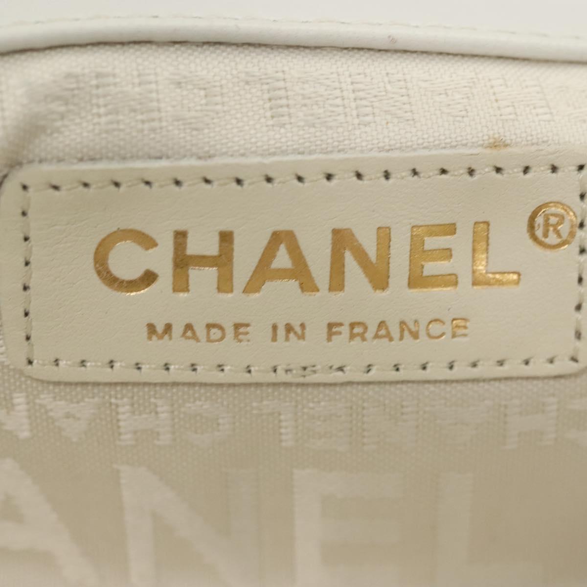 CHANEL Chain Choco Bar Line Bag Lamb Skin Black White gold CC Auth 141256