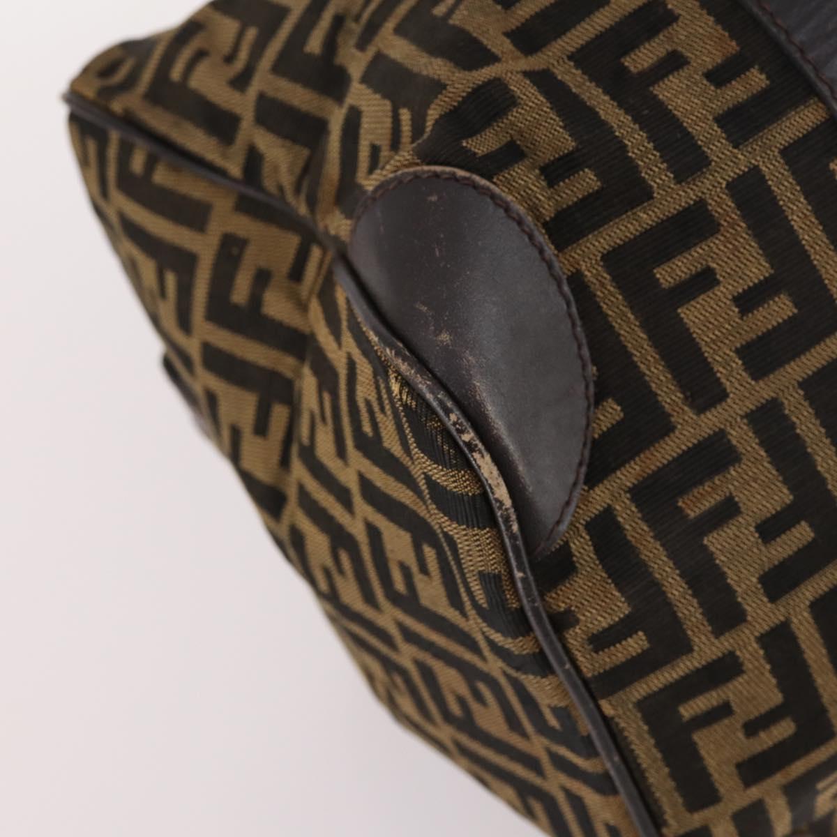FENDI Zucca Canvas Boston Bag Black Brown Auth 141265
