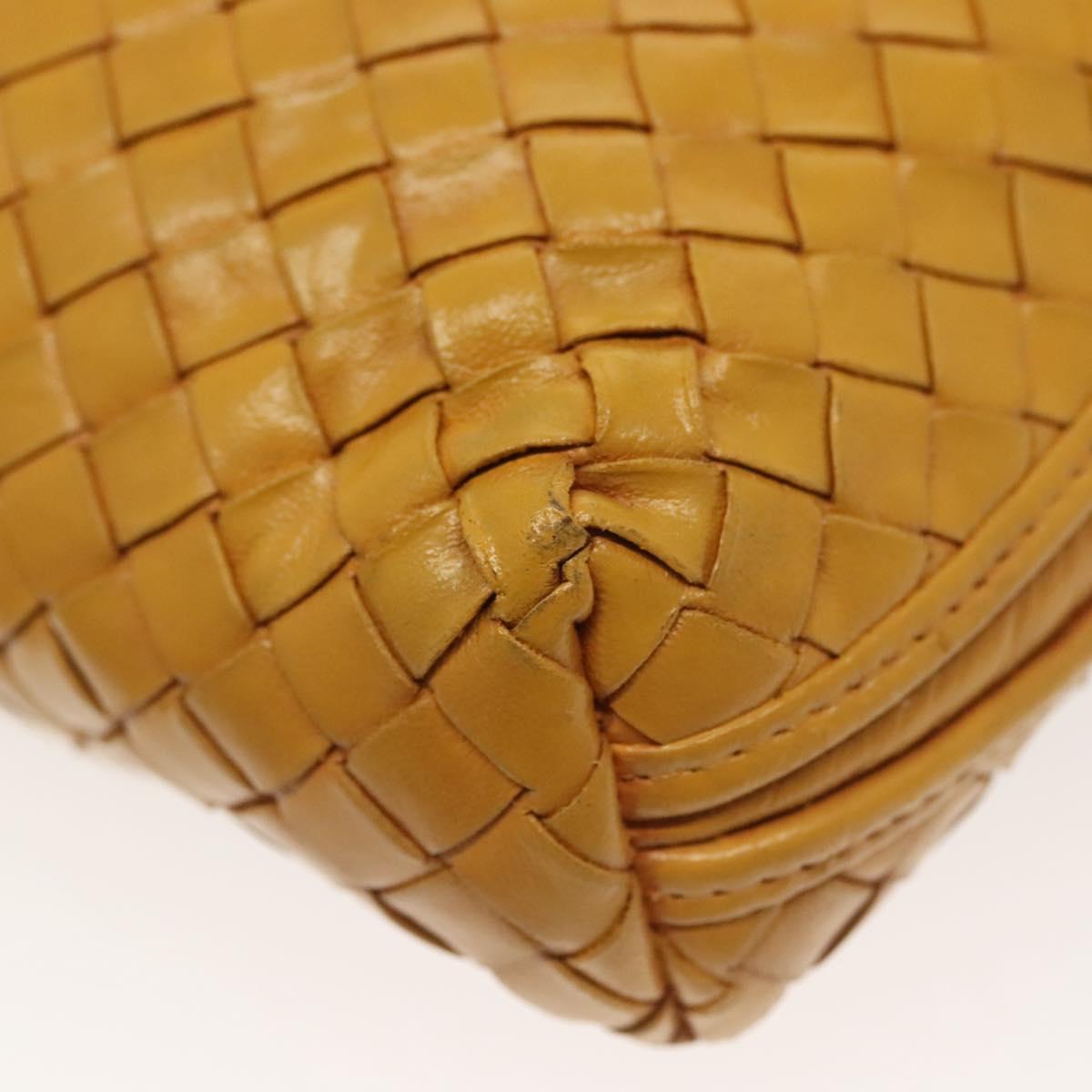 BOTTEGA VENETA INTRECCIATO Shoulder Bag Leather Yellow Gold Auth 141269