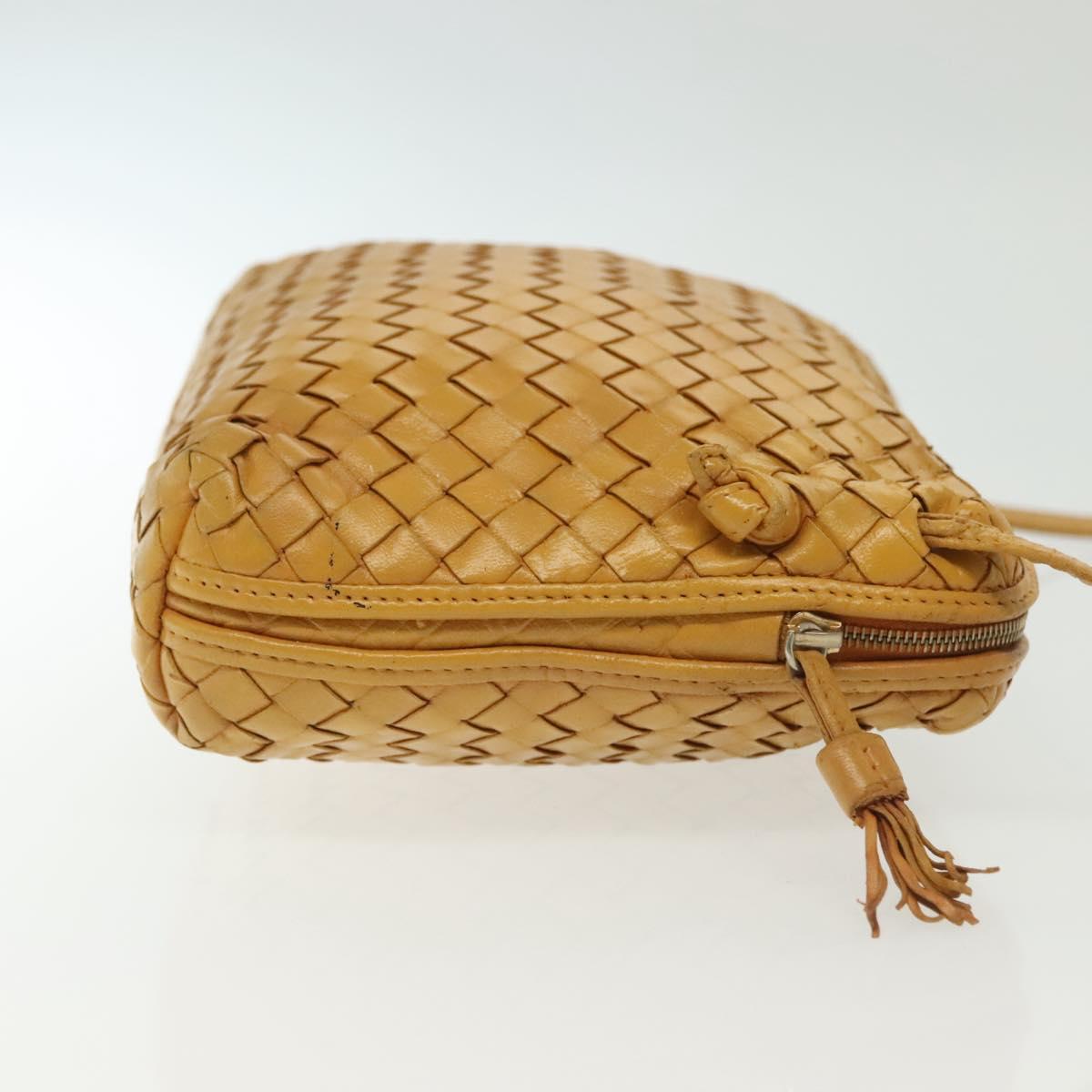 BOTTEGA VENETA INTRECCIATO Shoulder Bag Leather Yellow Gold Auth 141269