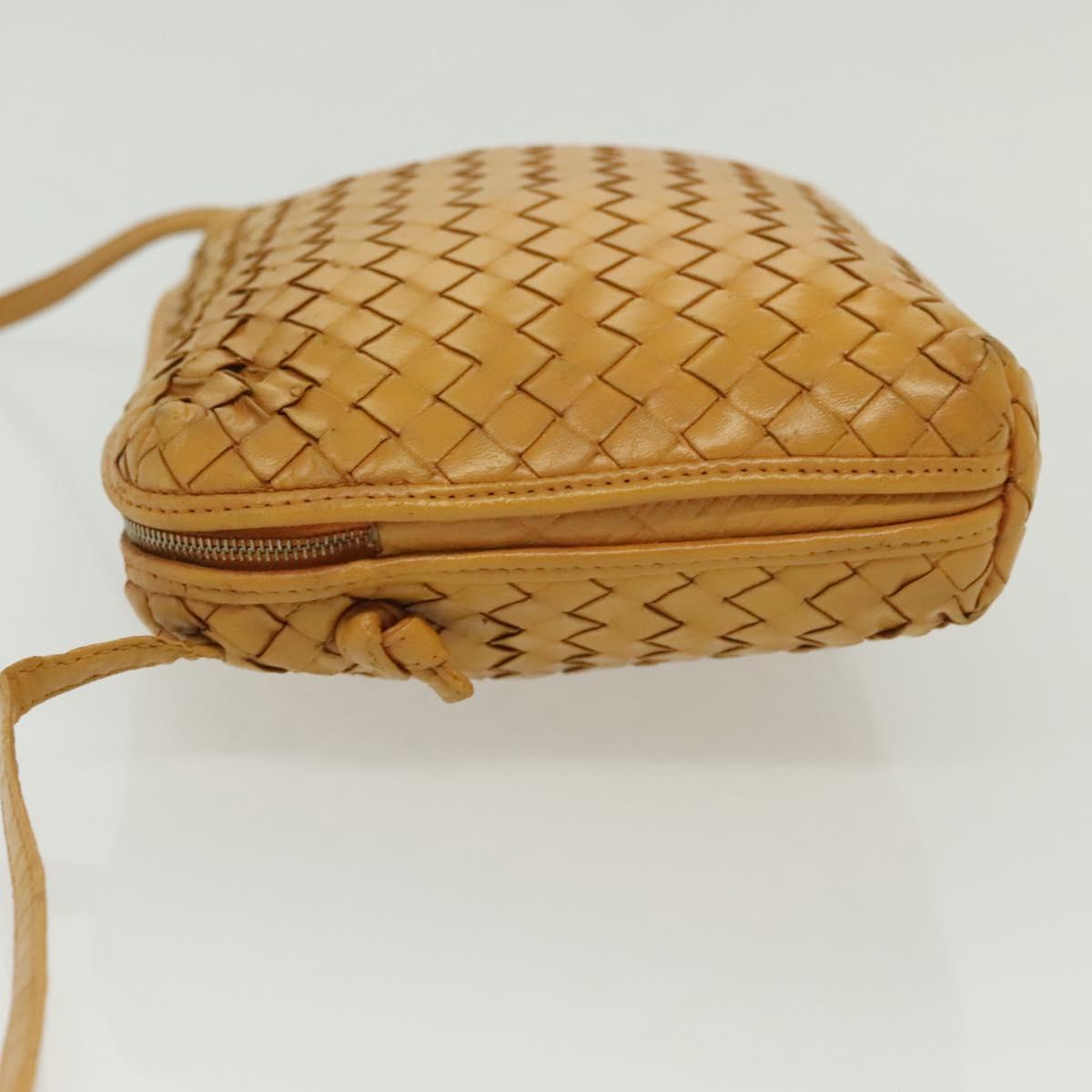 BOTTEGA VENETA INTRECCIATO Shoulder Bag Leather Yellow Gold Auth 141269