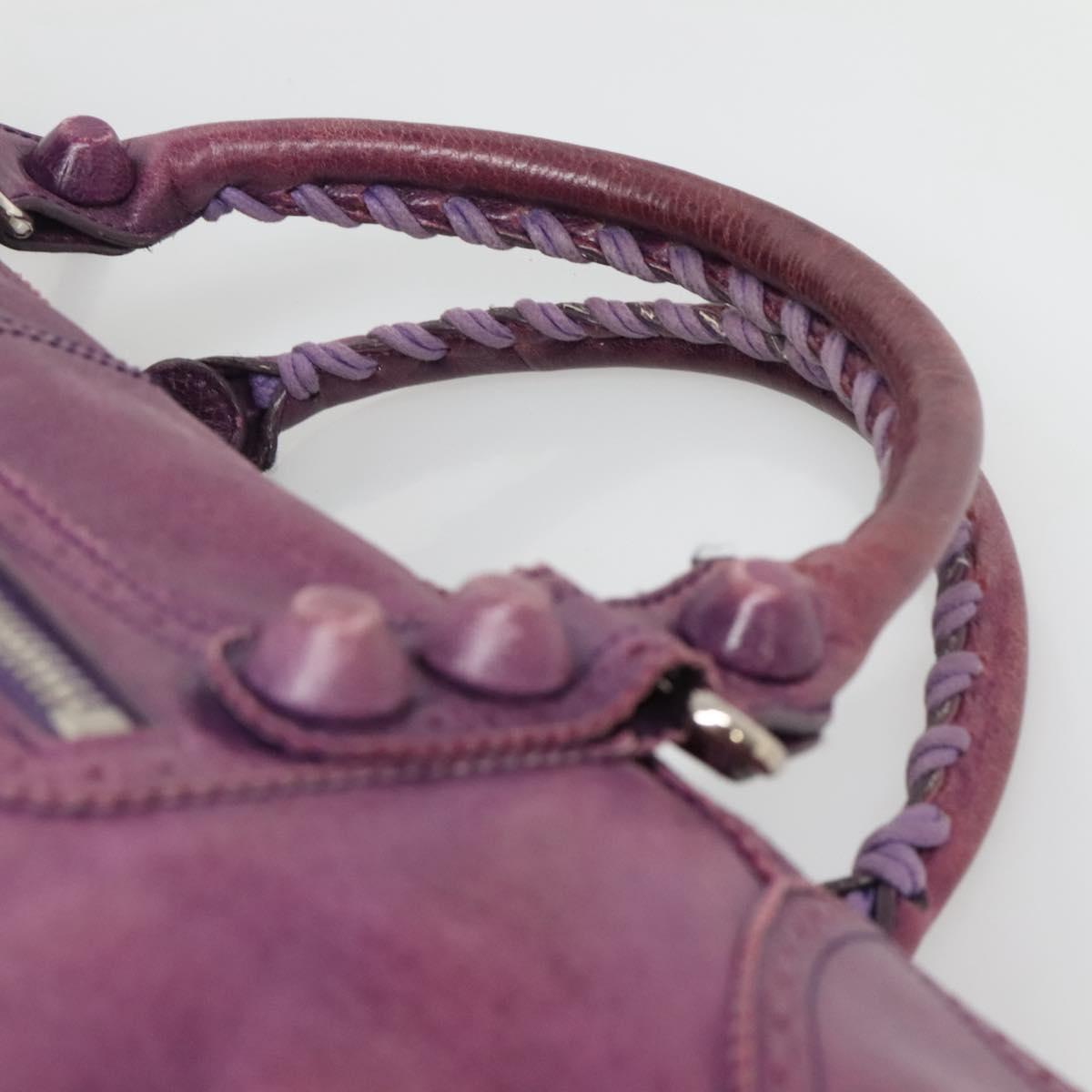 BALENCIAGA The Work Hand Bag Leather Purple Silver Auth 141272