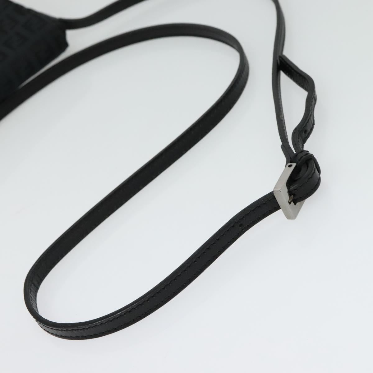FENDI Zucchino Canvas Mamma Baguette Shoulder Bag Black Silver Auth 141276