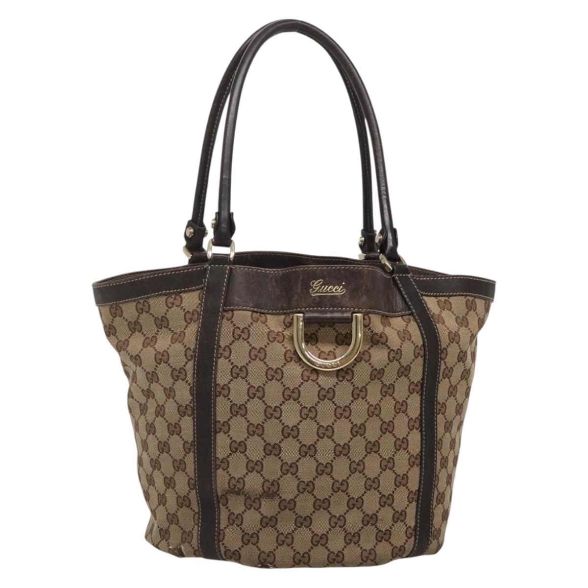 GUCCI GG Canvas Abbey Tote Bag Beige Gold 211982 Auth 141289