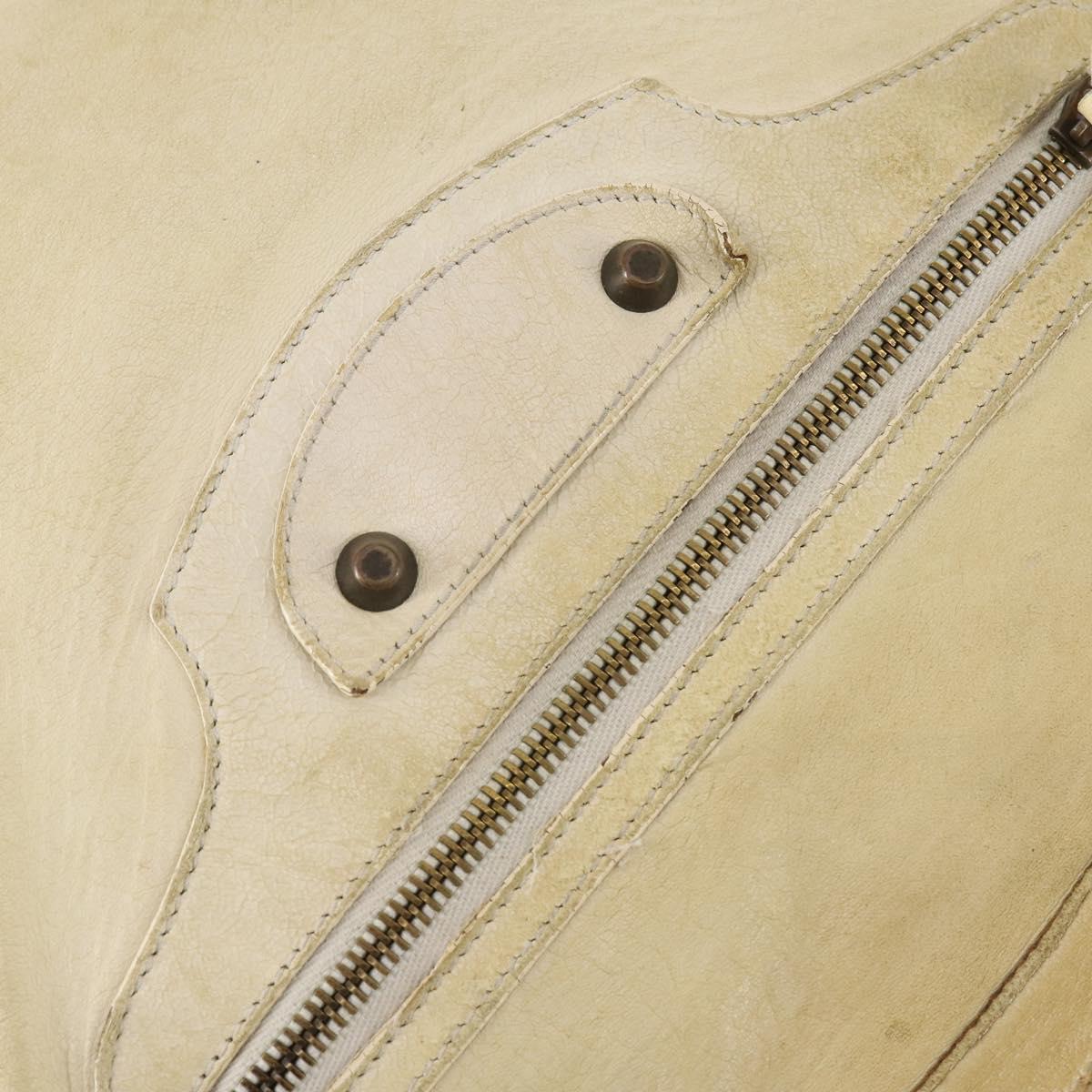 BALENCIAGA The Messenger Shoulder Bag Leather Beige Auth 141292