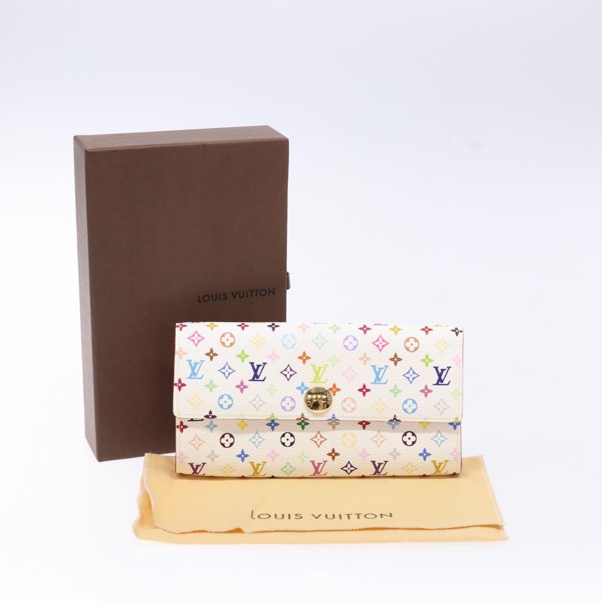 LOUIS VUITTON Multicolor Portefeuille Sarah Wallet White M60667 LV Auth 141338