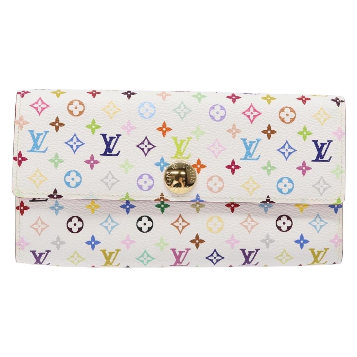 LOUIS VUITTON Multicolor Portefeuille Sarah Wallet White M60667 LV Auth 141338