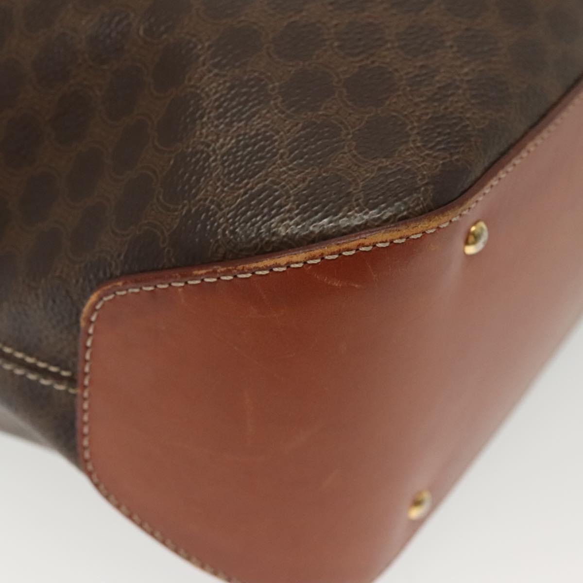 CELINE Macadam Canvas Shoulder Bag PVC Leather Brown Gold Auth 141339