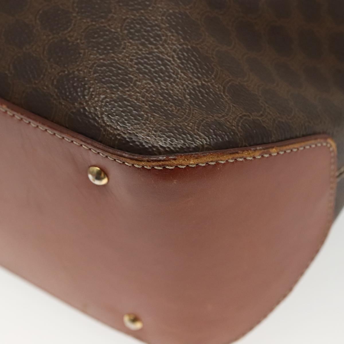 CELINE Macadam Canvas Shoulder Bag PVC Leather Brown Gold Auth 141339