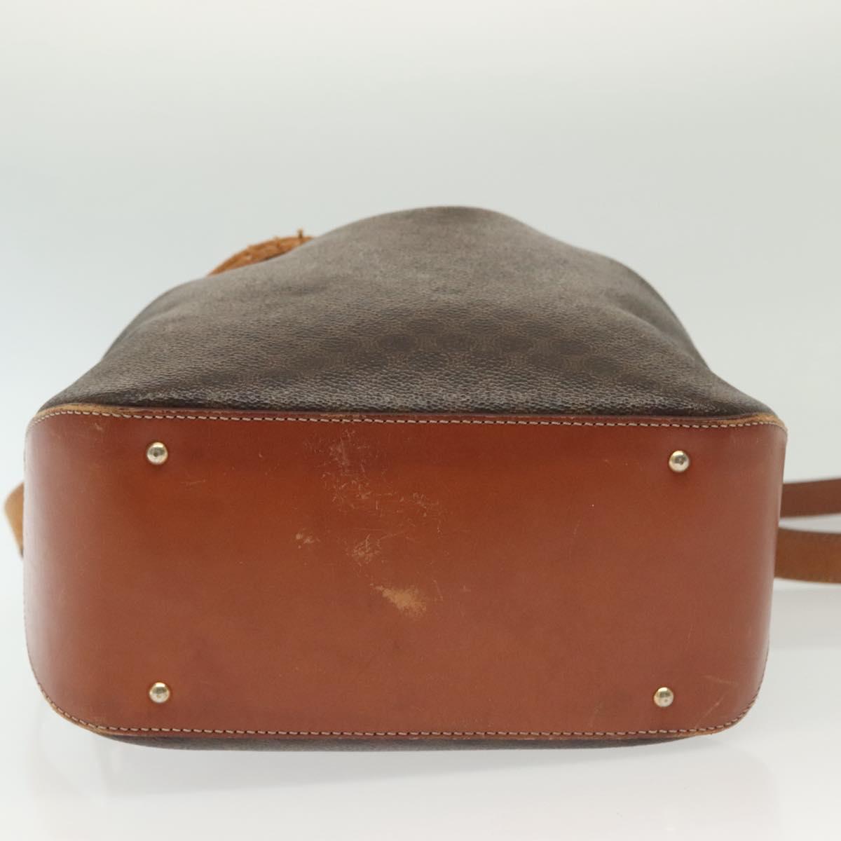CELINE Macadam Canvas Shoulder Bag PVC Leather Brown Gold Auth 141339