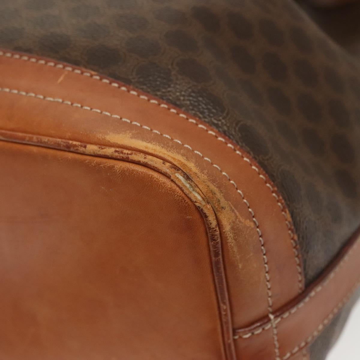 CELINE Macadam Canvas Shoulder Bag PVC Leather Brown Gold Auth 141340