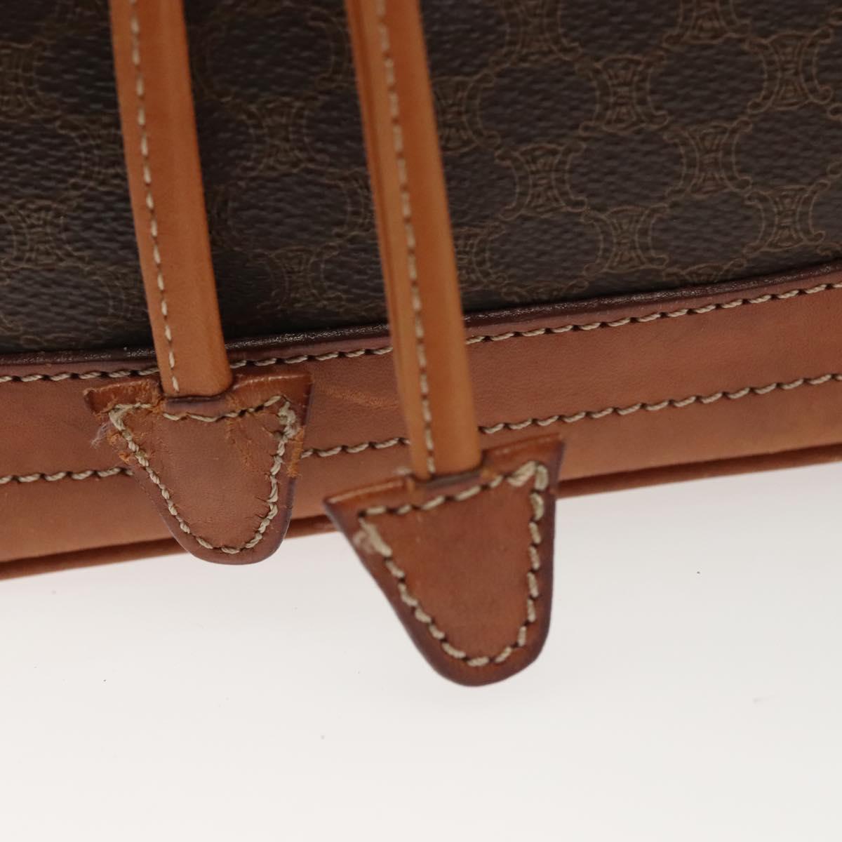 CELINE Macadam Canvas Shoulder Bag PVC Leather Brown Gold Auth 141340