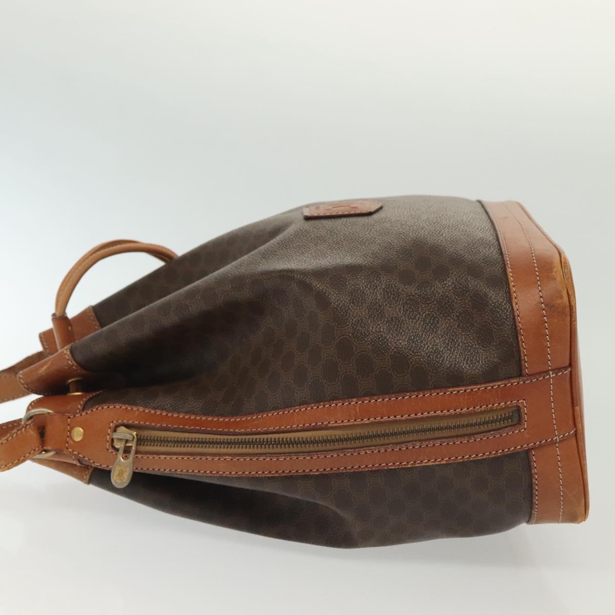 CELINE Macadam Canvas Shoulder Bag PVC Leather Brown Gold Auth 141340