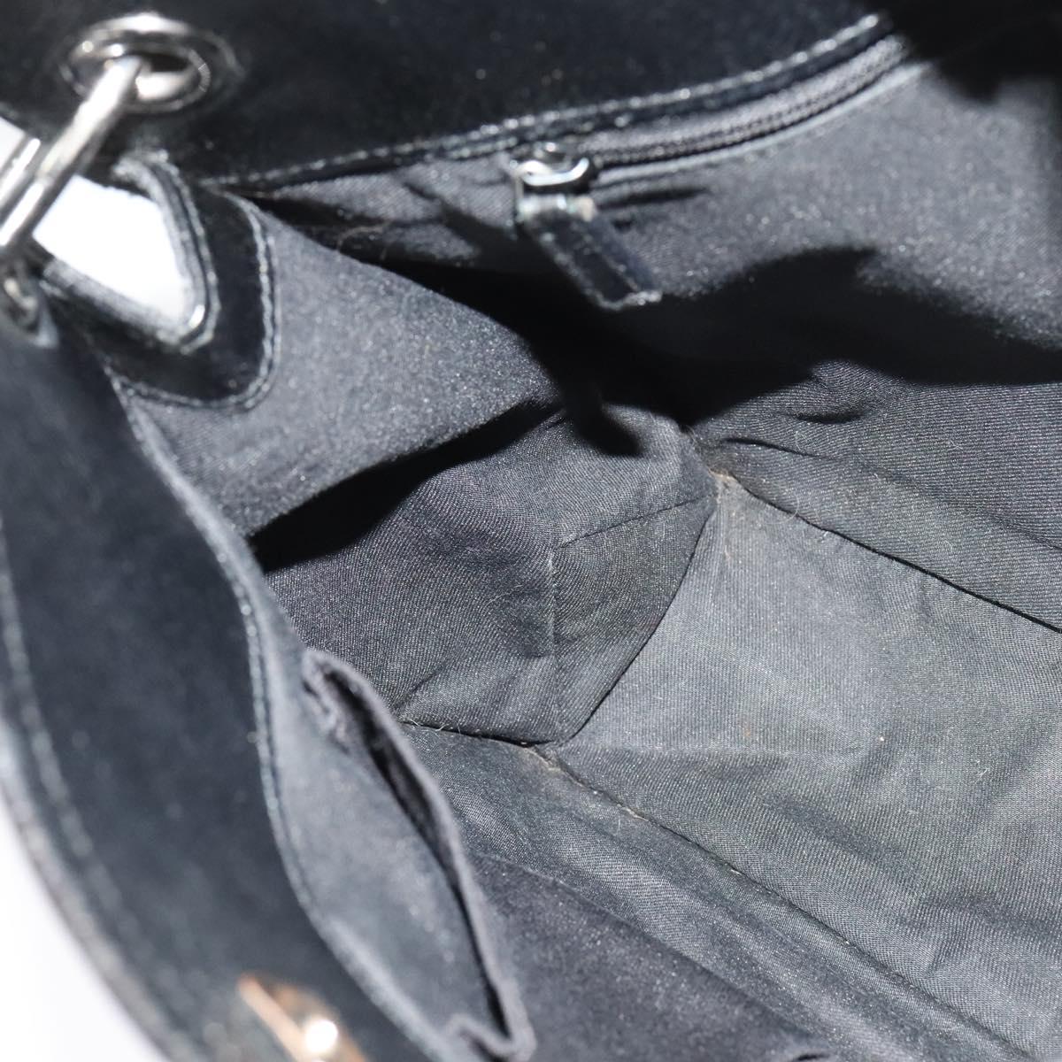 GUCCI GG Canvas Shoulder Bag Black Silver 120841 Auth 141350