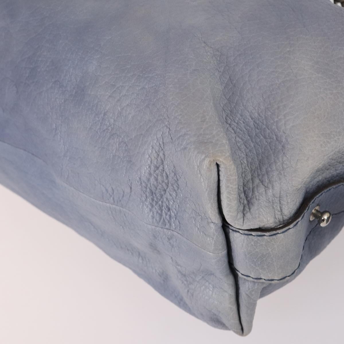 GUCCI Bamboo Hand Bag Leather Blue Gold 232959 Auth 141354