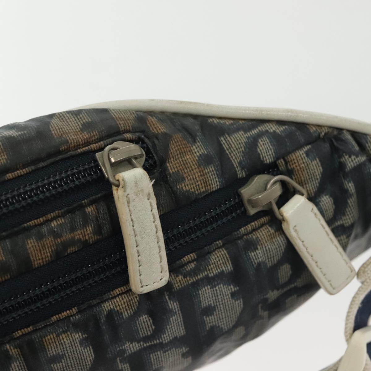 Christian Dior Trotter Canvas Waist bag Nylon Navy Silver Auth 141356A