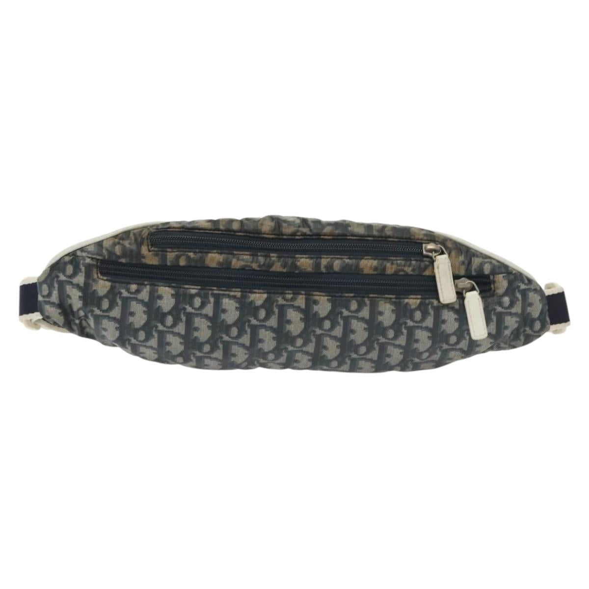 Christian Dior Trotter Canvas Waist bag Nylon Navy Silver Auth 141356A