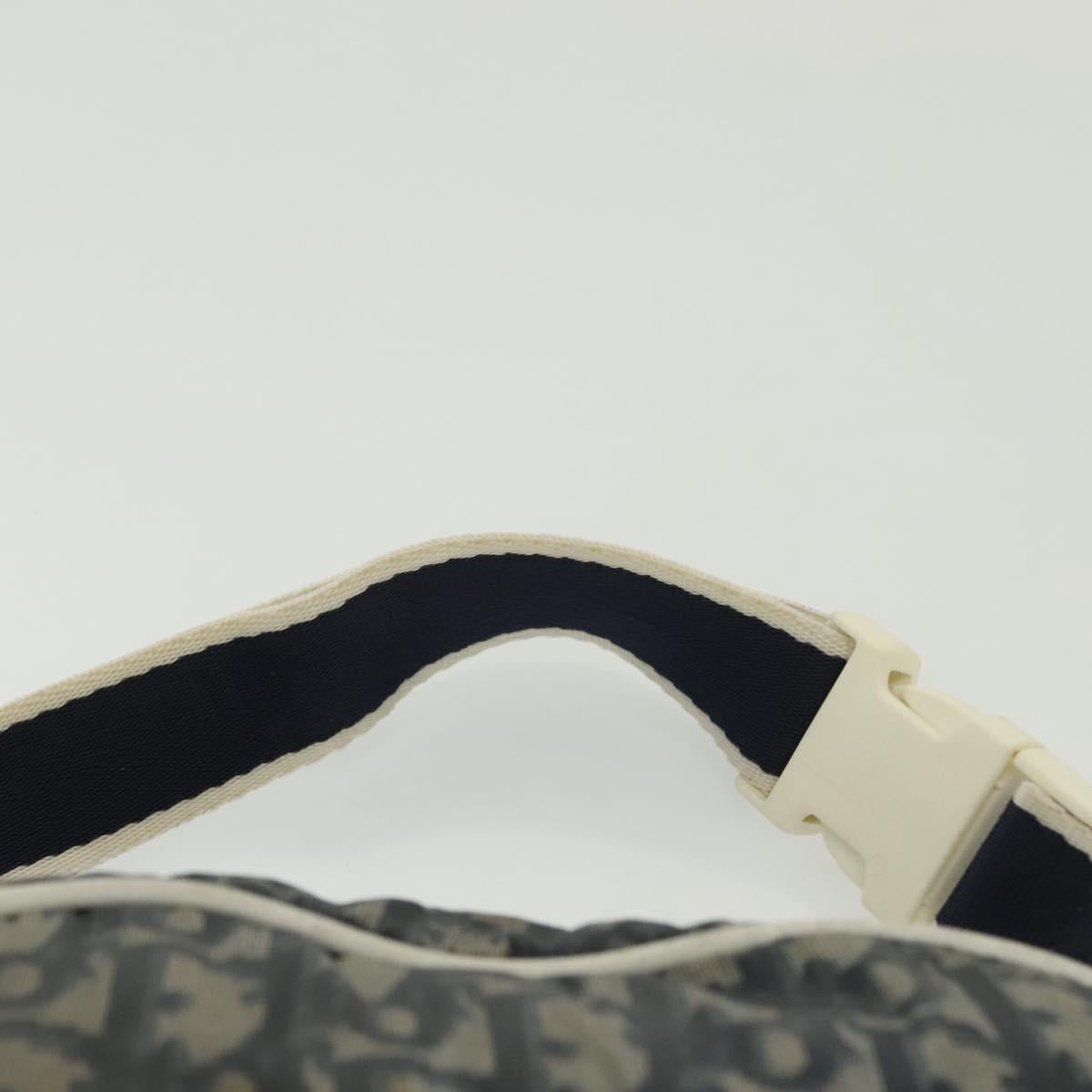 Christian Dior Trotter Canvas Waist bag Nylon Navy Silver Auth 141356A