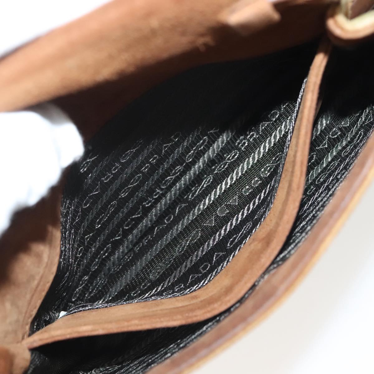 PRADA Chain Kaye Shoulder Bag Velor Beige Gold Auth 141360