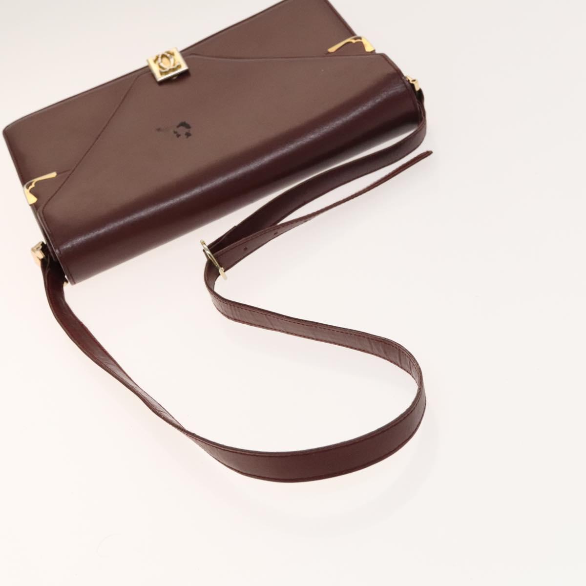 CARTIER Must Line Bag Leather Suede 5Set Bordeaux Auth 141369