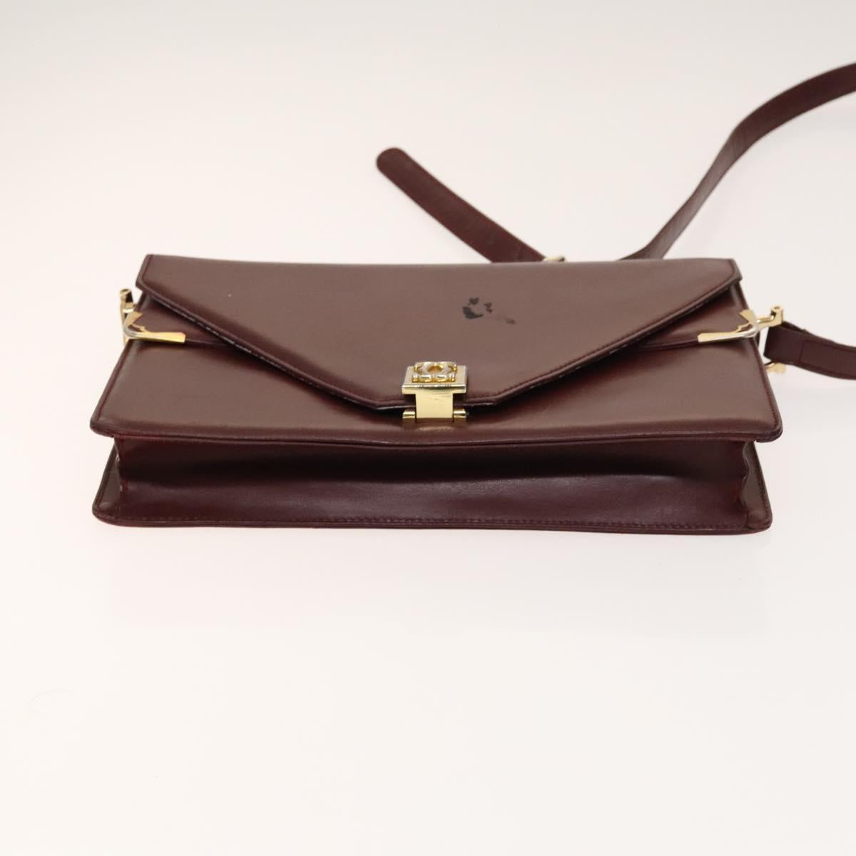 CARTIER Must Line Bag Leather Suede 5Set Bordeaux Auth 141369