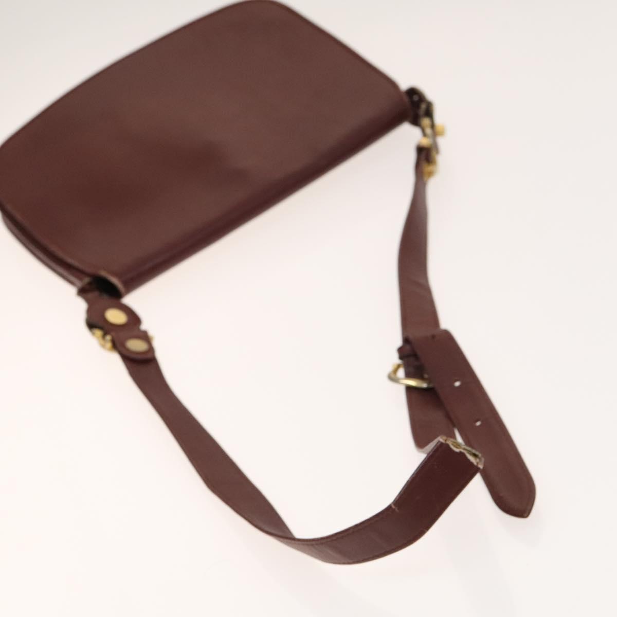 CARTIER Must Line Bag Leather Suede 5Set Bordeaux Auth 141369