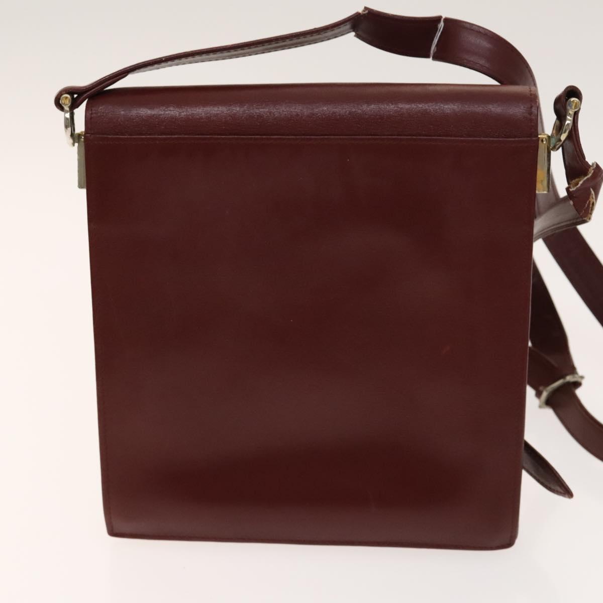 CARTIER Must Line Bag Leather Suede 5Set Bordeaux Auth 141369