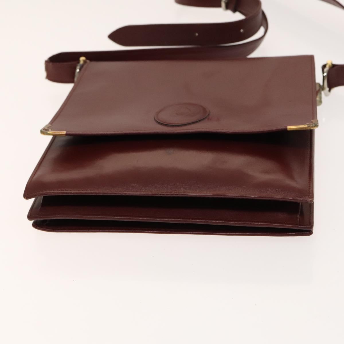 CARTIER Must Line Bag Leather Suede 5Set Bordeaux Auth 141369
