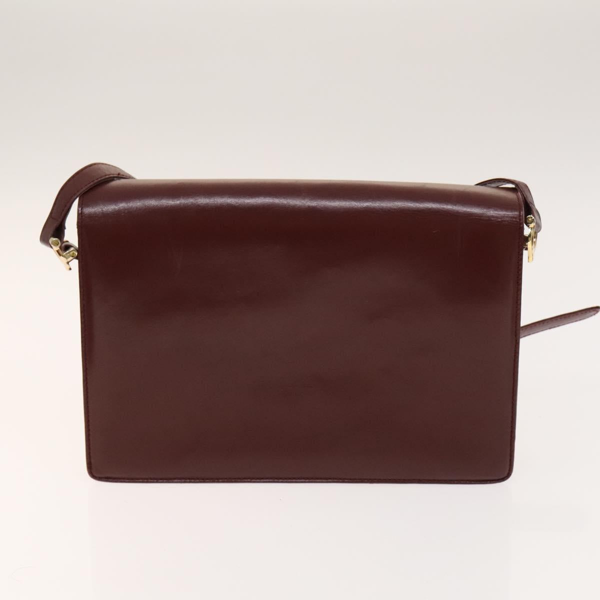 CARTIER Must Line Bag Leather Suede 5Set Bordeaux Auth 141369