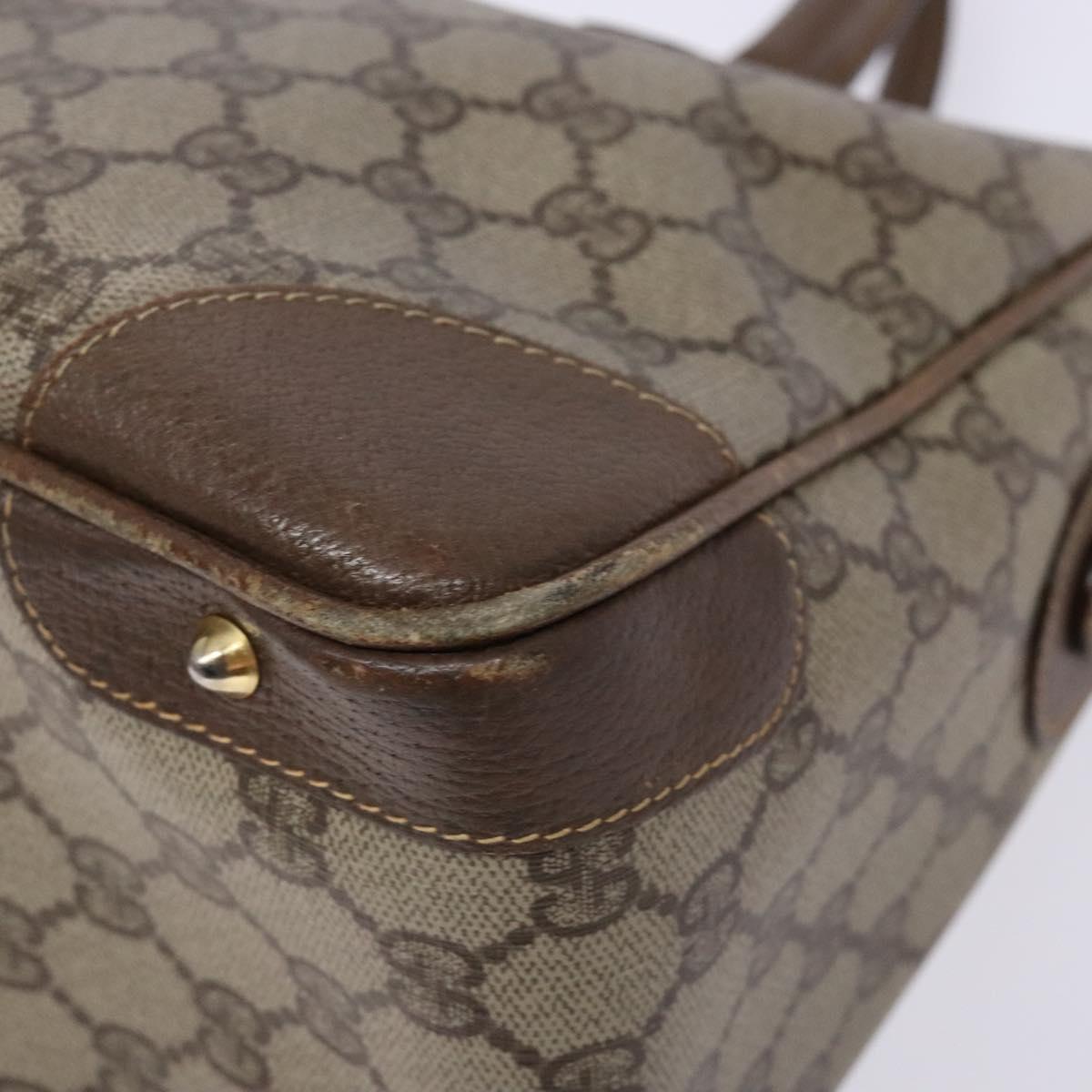 GUCCI GG Supreme Hand Bag PVC Beige Gold Auth 141390