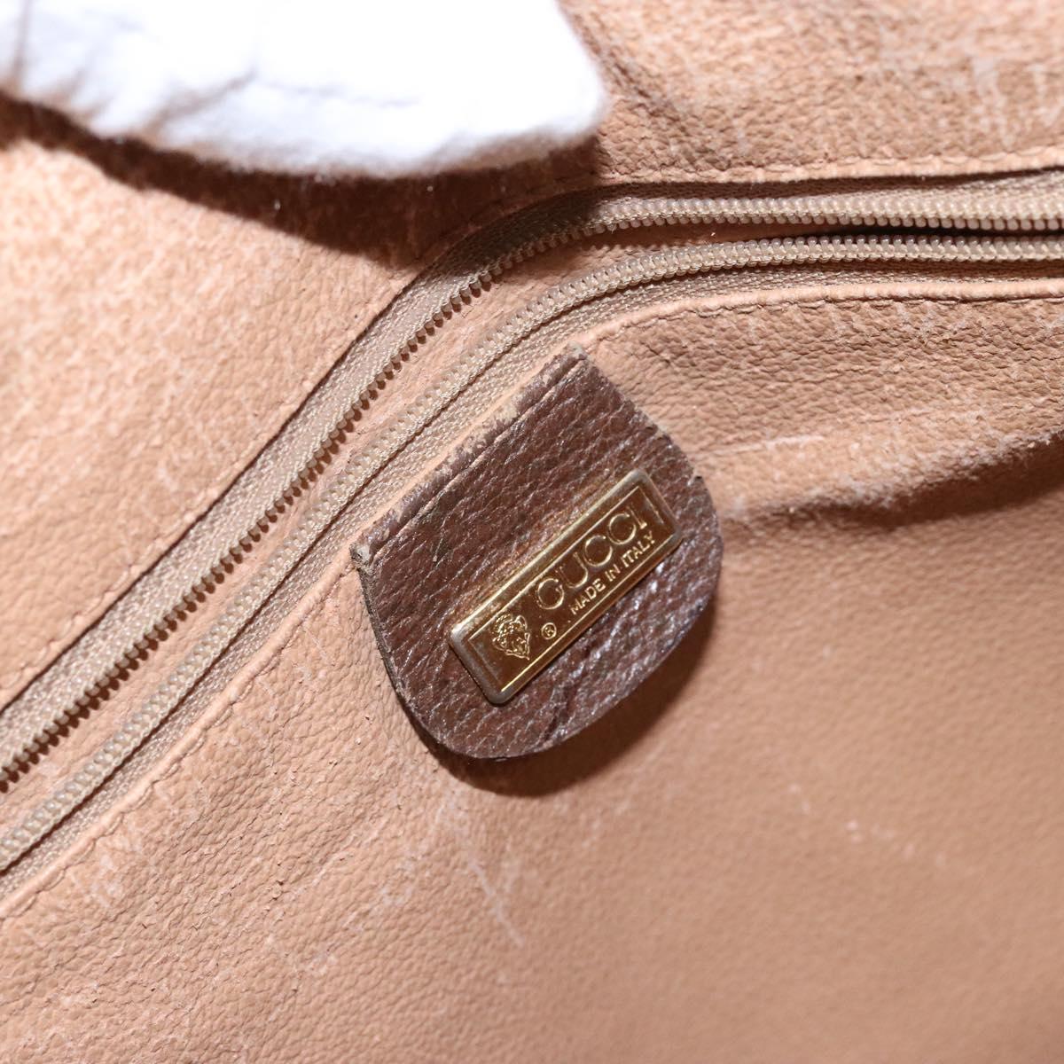 GUCCI GG Supreme Hand Bag PVC Beige Gold Auth 141390