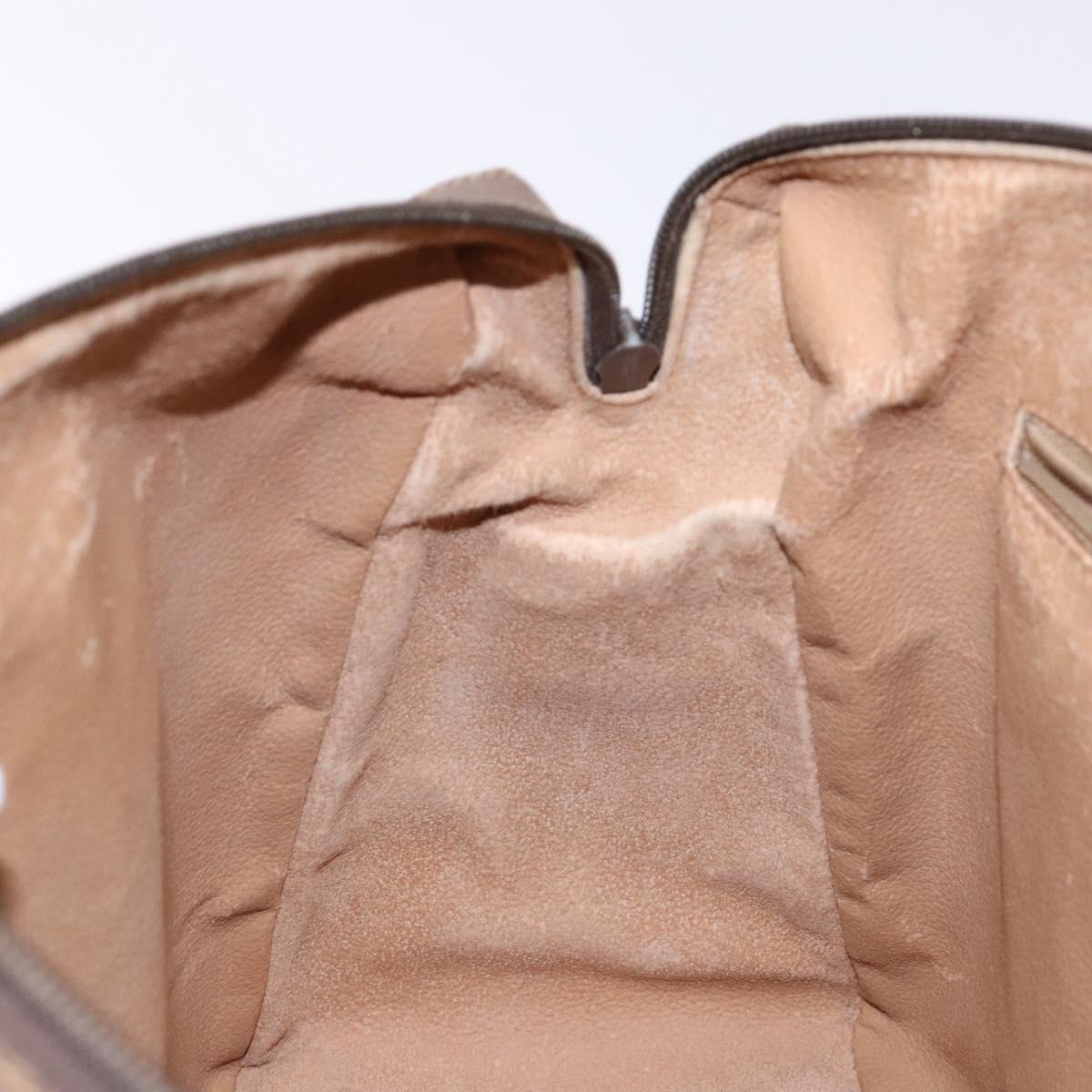 GUCCI GG Supreme Hand Bag PVC Beige Gold Auth 141390