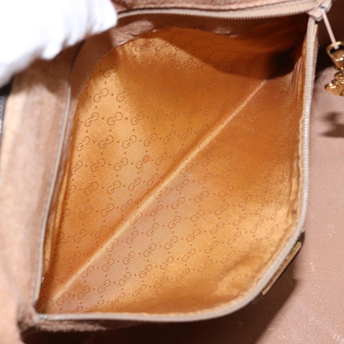 GUCCI GG Supreme Hand Bag PVC Beige Gold Auth 141390