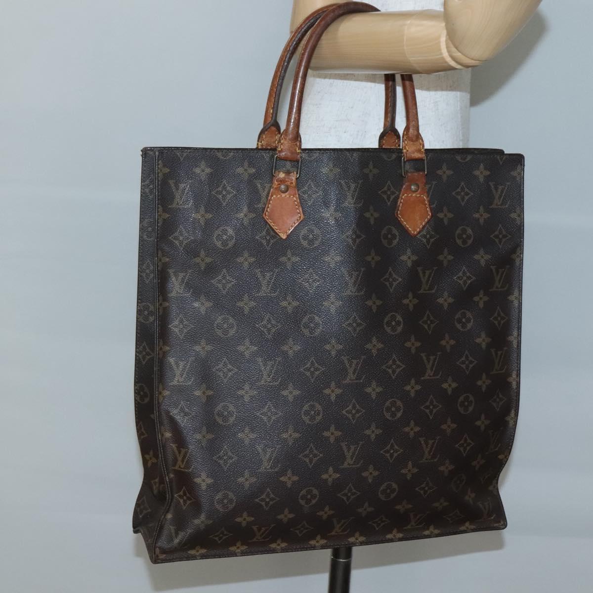 LOUIS VUITTON Monogram Sac Plat Hand Bag M51140 LV Auth 141397