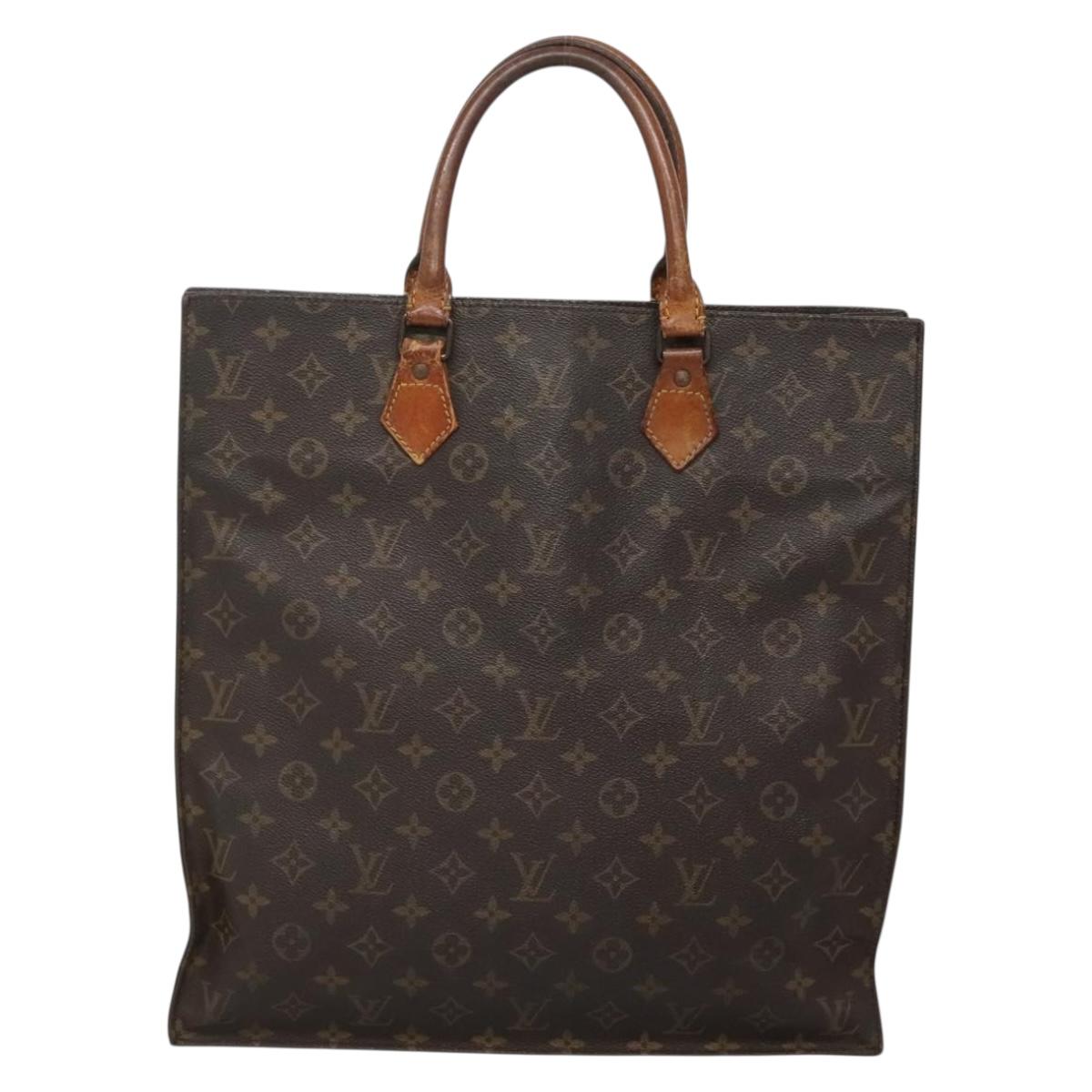 LOUIS VUITTON Monogram Sac Plat Hand Bag M51140 LV Auth 141397