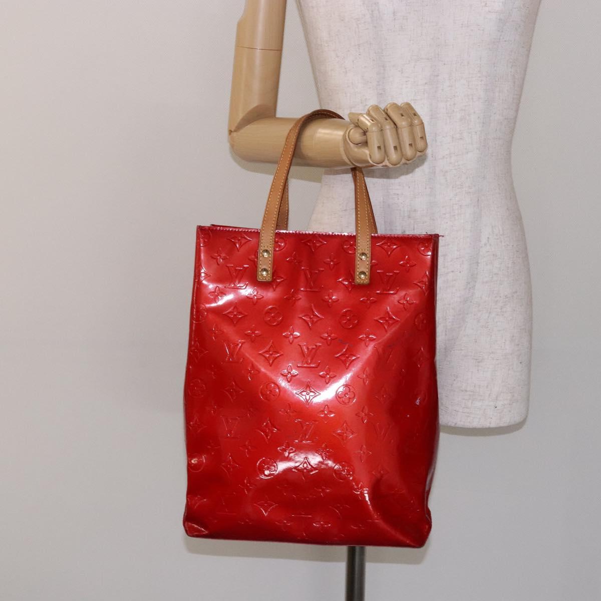 LOUIS VUITTON Monogram Vernis Reade MM Hand Bag Red Rouge M91086 LV Auth 141401