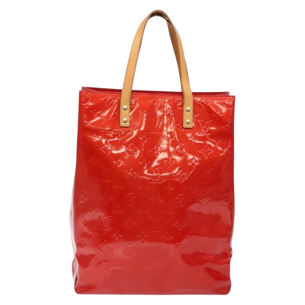 LOUIS VUITTON Monogram Vernis Reade MM Hand Bag Red Rouge M91086 LV Auth 141401