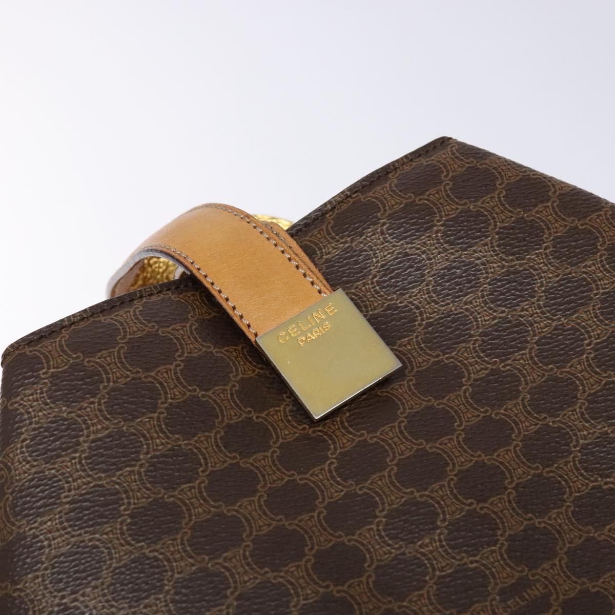 CELINE Macadam Canvas Shoulder Bag PVC Leather Brown Gold Auth 141402