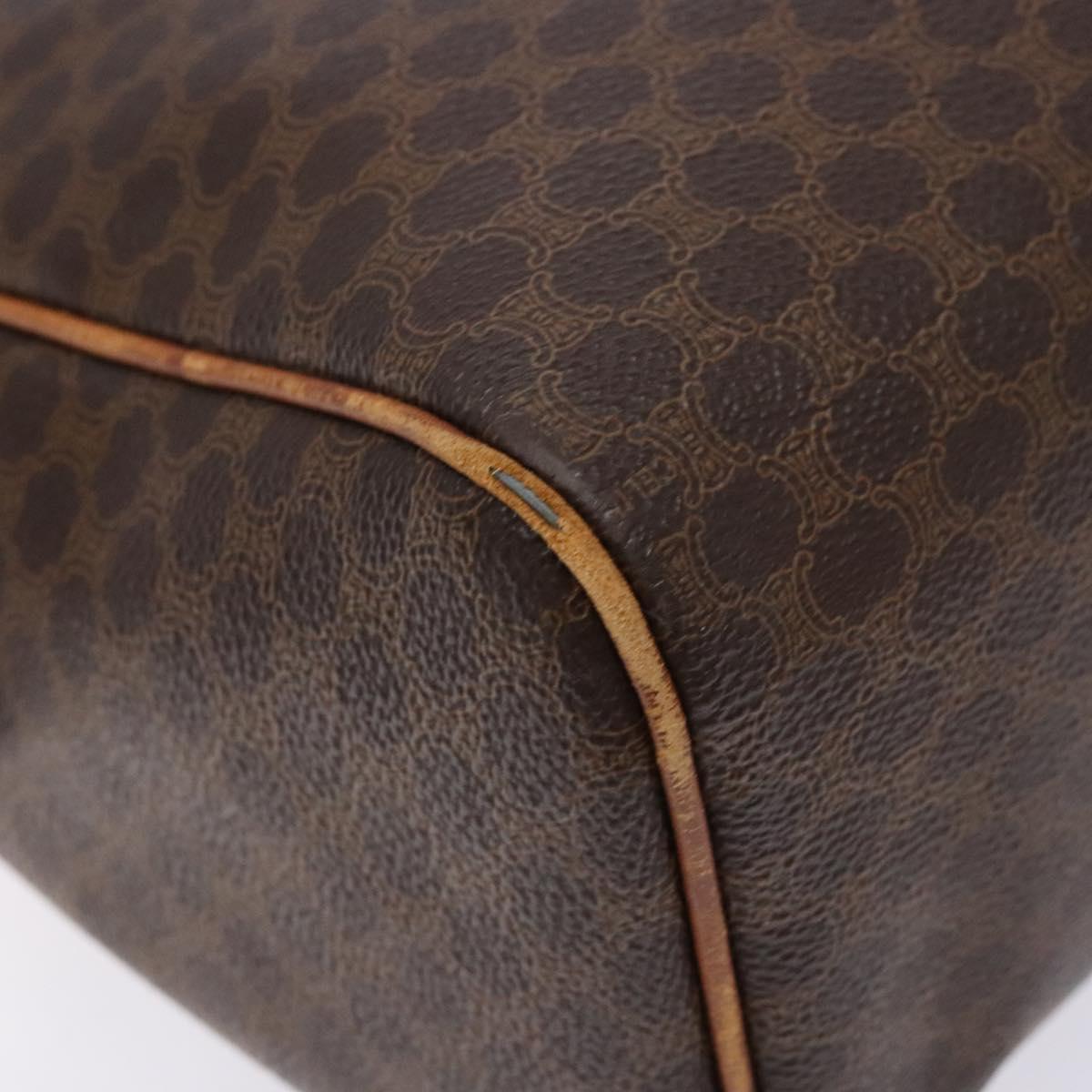 CELINE Macadam Canvas Hand Bag PVC Leather Brown Gold Auth 141403