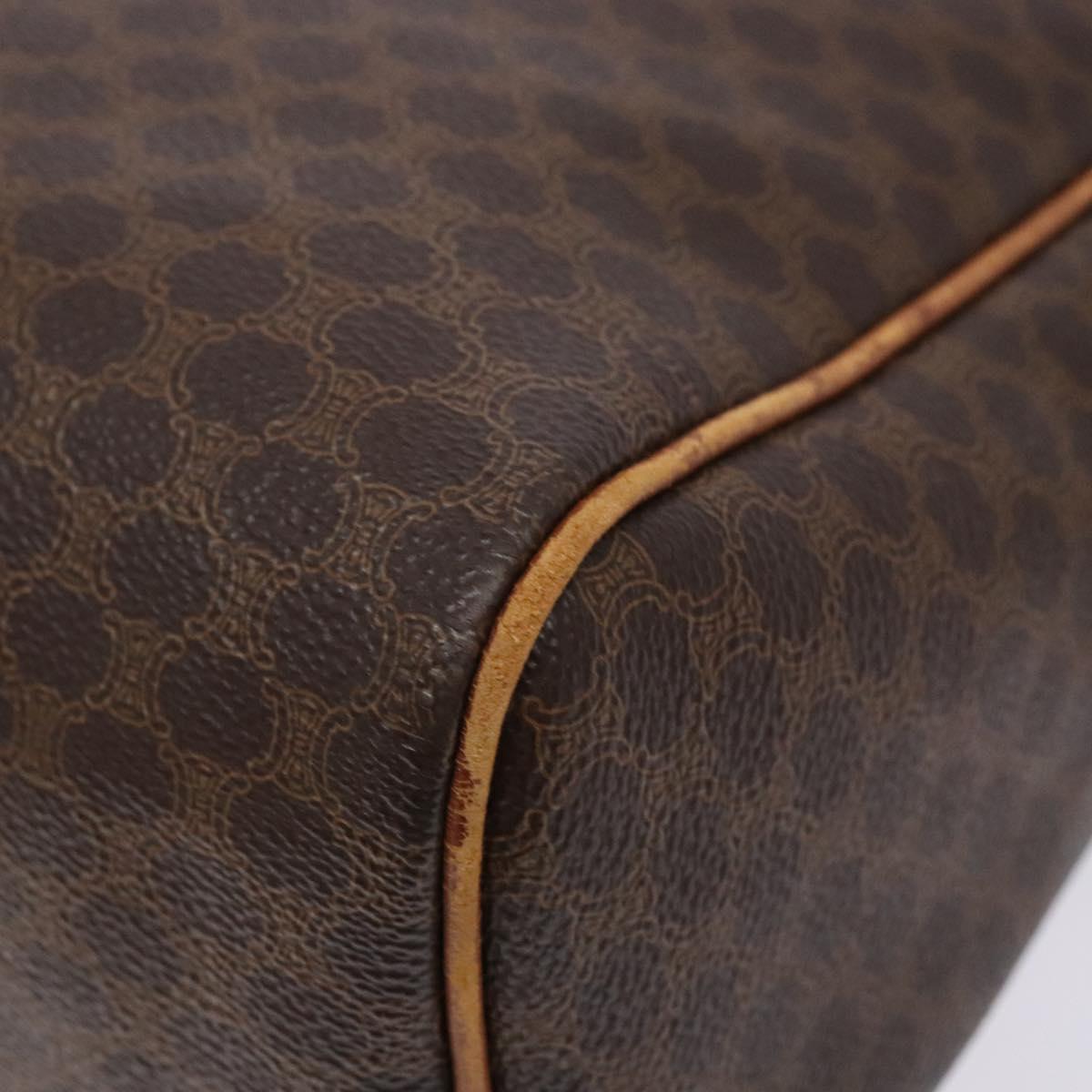 CELINE Macadam Canvas Hand Bag PVC Leather Brown Gold Auth 141403