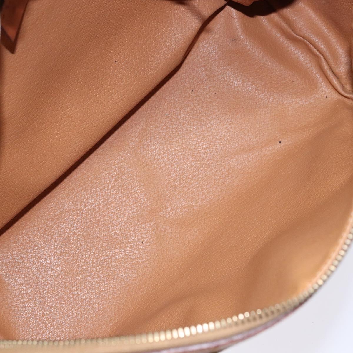 CELINE Macadam Canvas Hand Bag PVC Leather Brown Gold Auth 141403