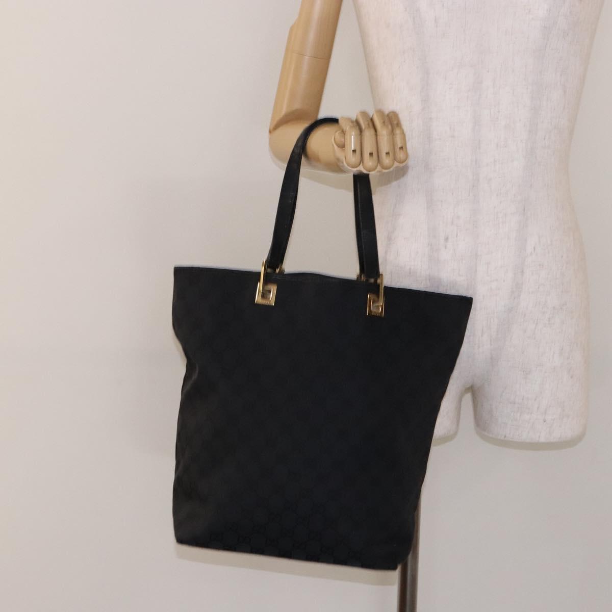 GUCCI GG Canvas Tote Bag Black Gold 002 1098 3444 Auth 141404