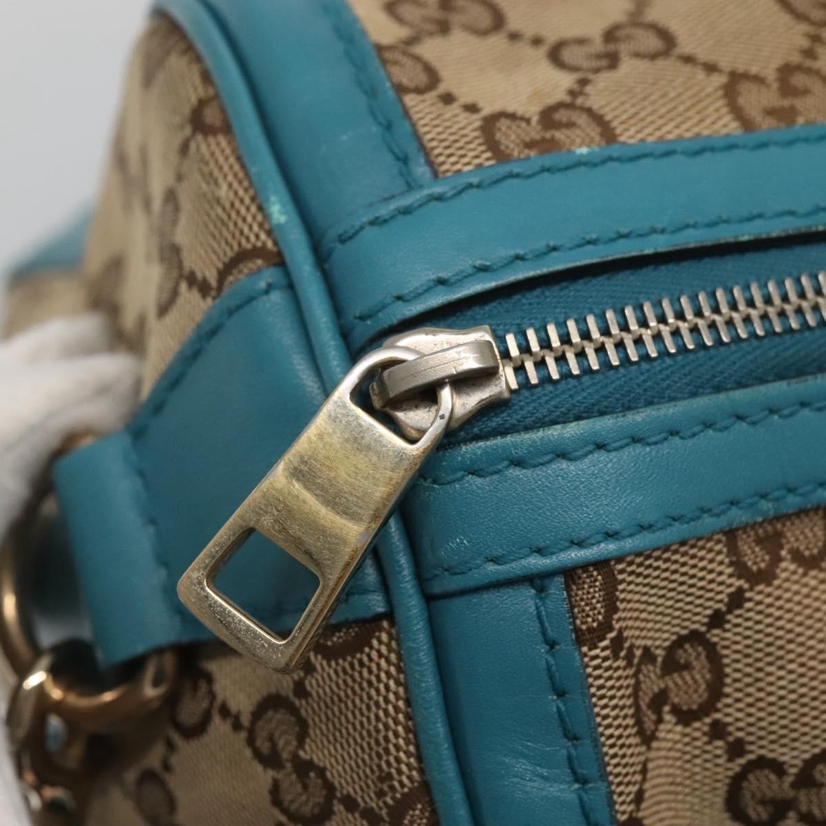 GUCCI GG Canvas Boston Bag 2way Gold Beige 247205 Auth 141405