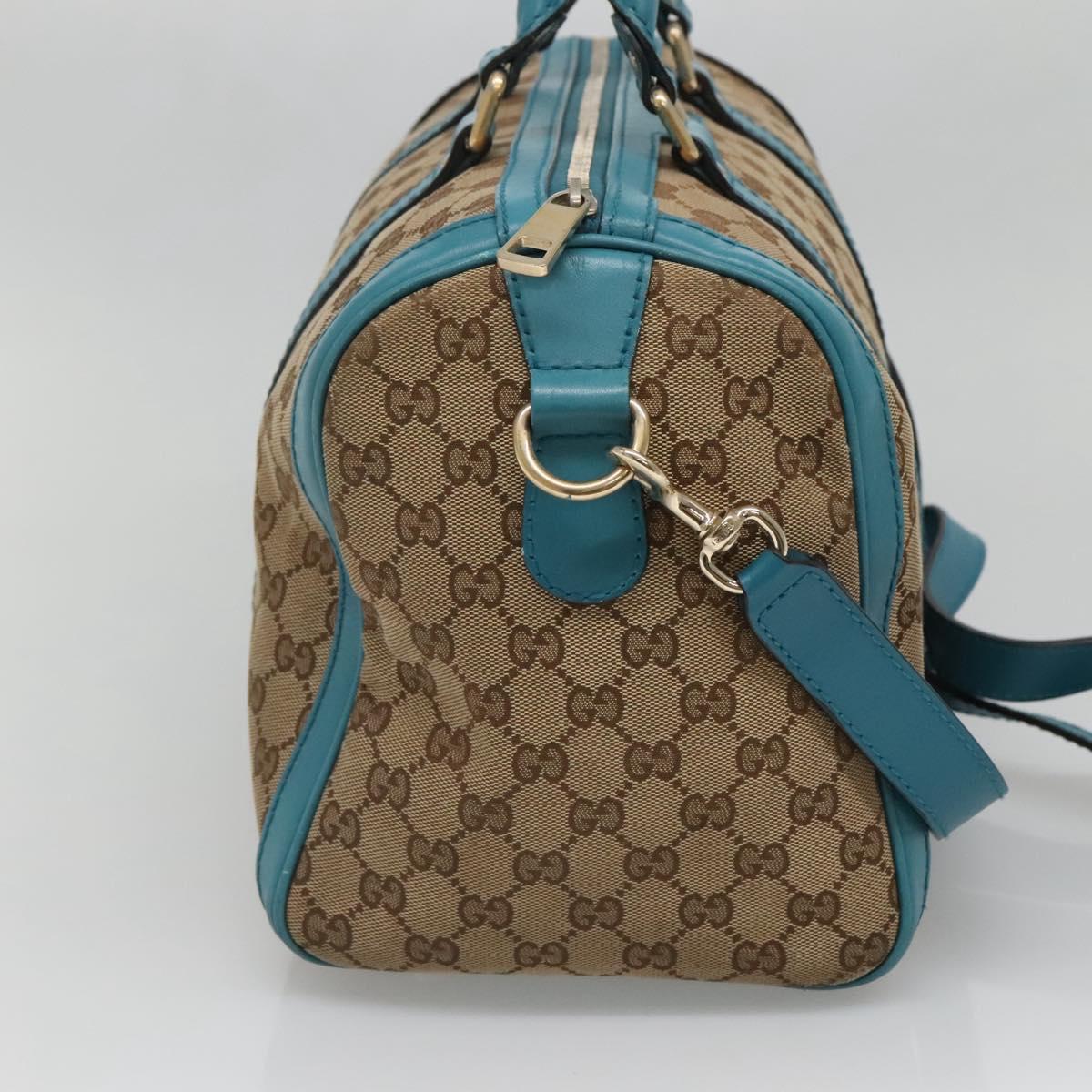 GUCCI GG Canvas Boston Bag 2way Gold Beige 247205 Auth 141405
